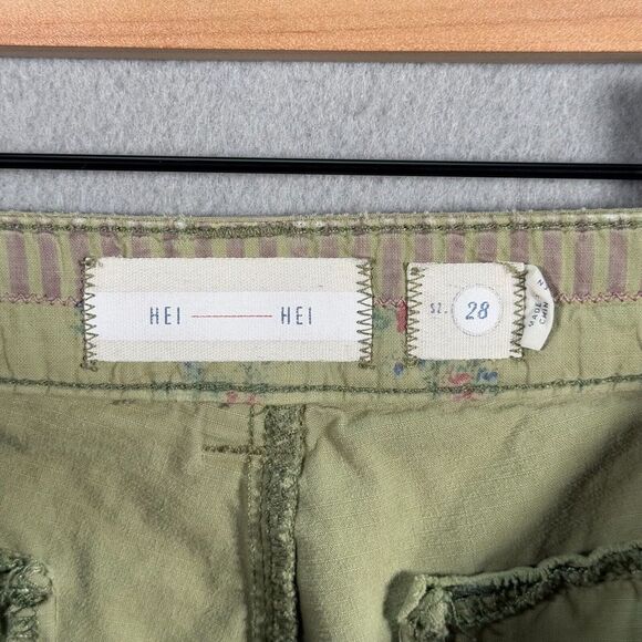 Anthropologie Hei Hei Cargo Pants Womens‎ 28 Yellow Green Slim Straight Set Of 2 - Picture 13 of 16
